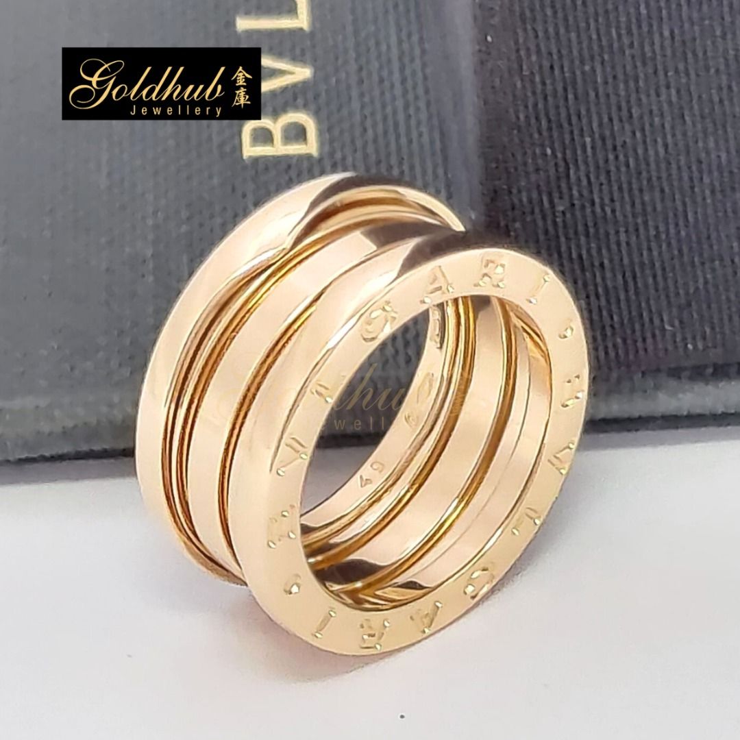 Full Set EU Size 49 Pre loved Bvlgari B.zero1 3 Band Ring in 750