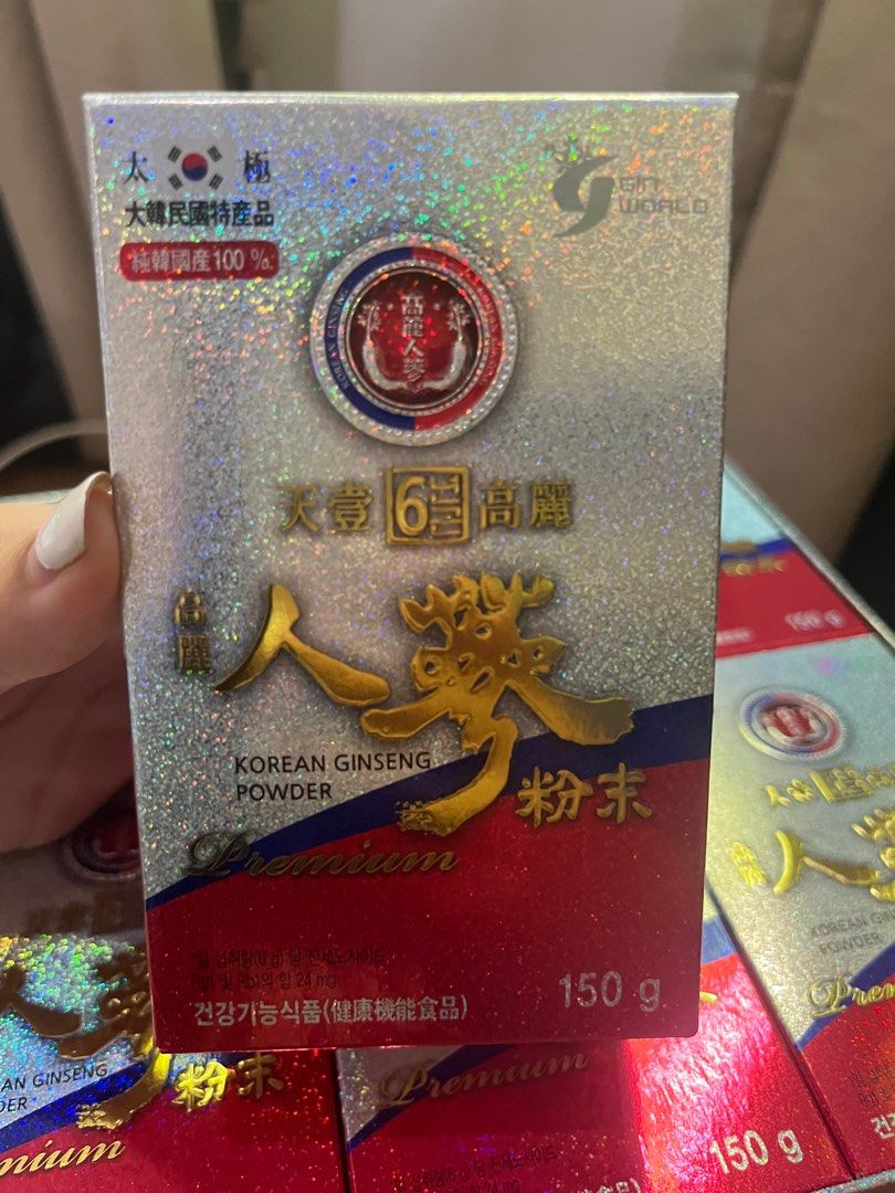 Gin World Korean Ginseng Powder (Category: Health Food, Drinks & Tonics) located in Quezon City. Submitted by yelcost (Listing ID 1264459919, Image 1). Description: Originally bought from Gin World, Seoul, Korea. Have stock of 2 bottles of 150 grams each of Pure Ginseng extract premium (to be consumed with 100ml of hot water each morning before breakfast) *Can also be given to kids 2 years and up *increases libido and also help with erection (for