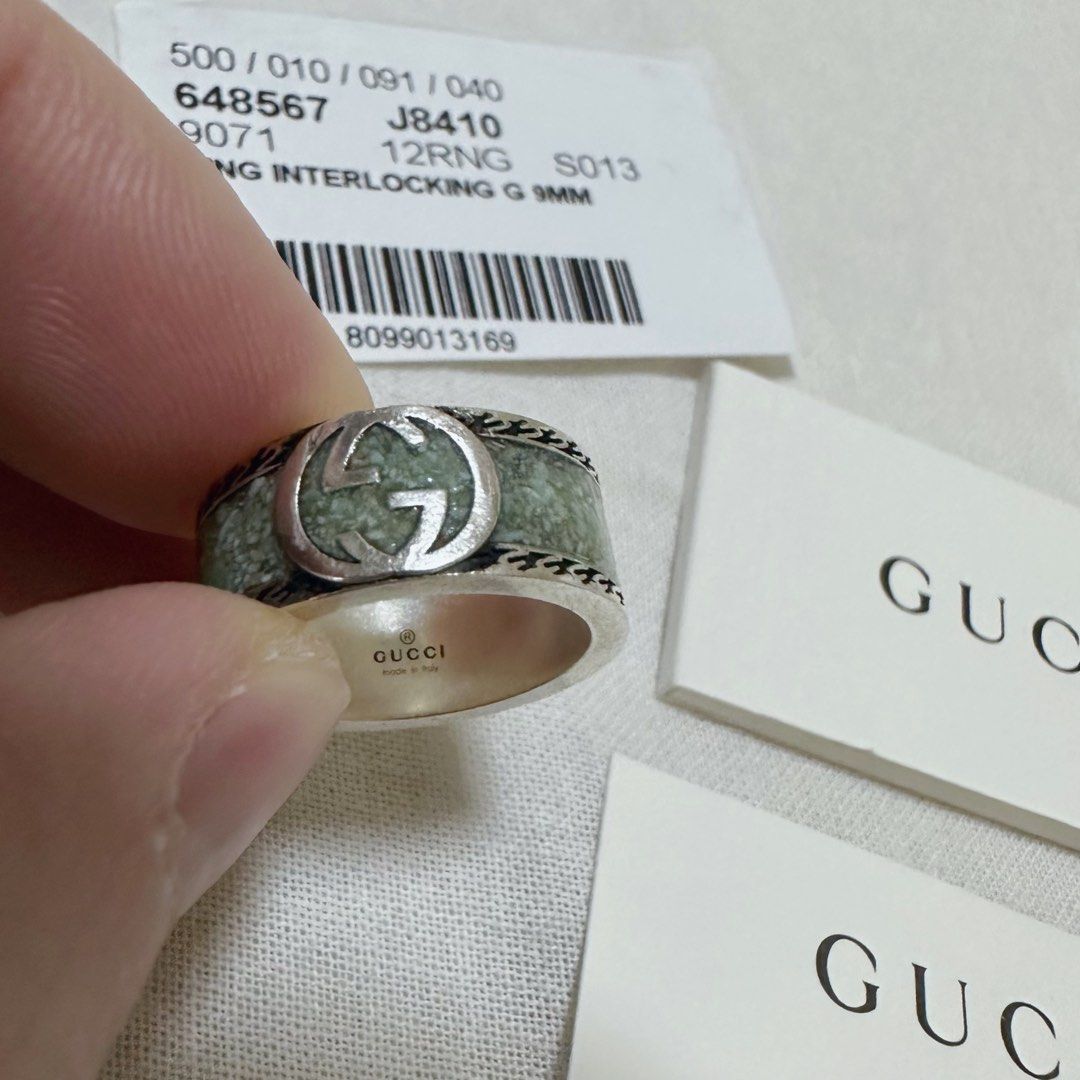 Gucci silver interlocking g on sale 9mm ring