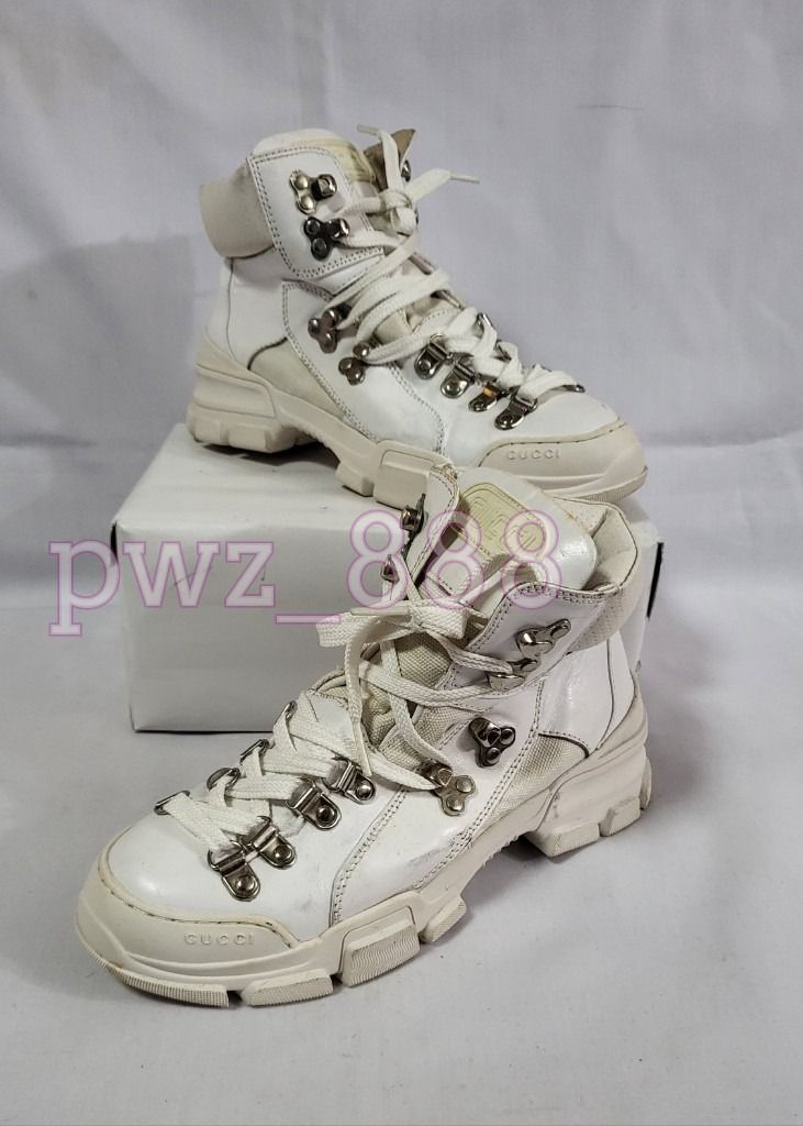 GUCCI White Lace Up Boots Approximately Fits Size 35 36 Women s Fashion Footwear Boots on Carousell