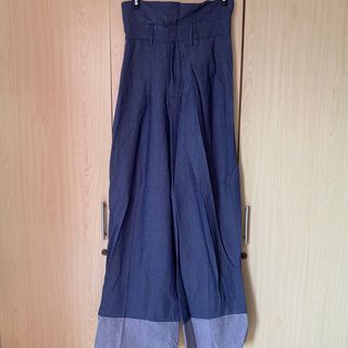 Highwaist Pants Blue Jeans Bawahan Celana Kulot Loose