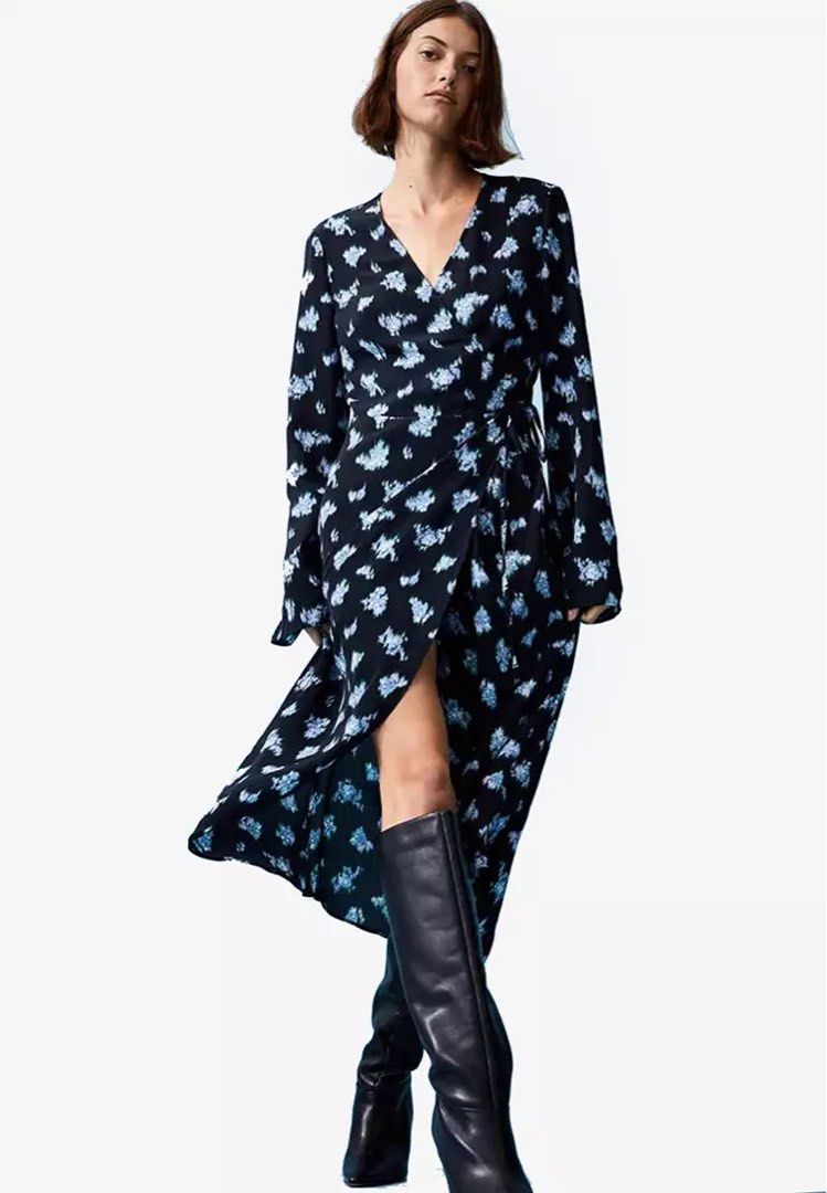 H&m crepe wrap dress deals