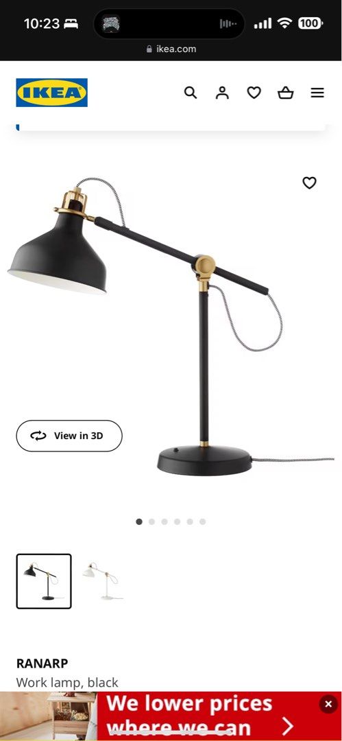 ikea RANARP work lamp, Furniture & Home Living, Lighting & Fans, Lighting  on Carousell