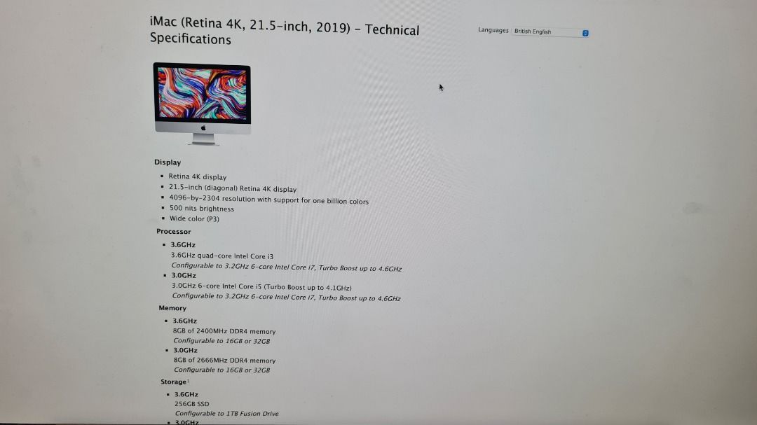 iMac 21.5 Retina 4K core i7 16GB 2019 - デスクトップ型PC
