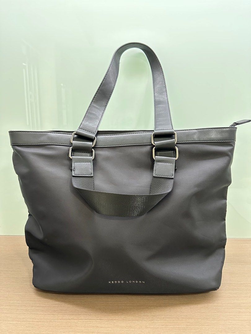 KEDDO LONDON Nylon/Leather Large Tote Bag in Black, Women's Fashion, Bags &  Wallets, Tote Bags on Carousell