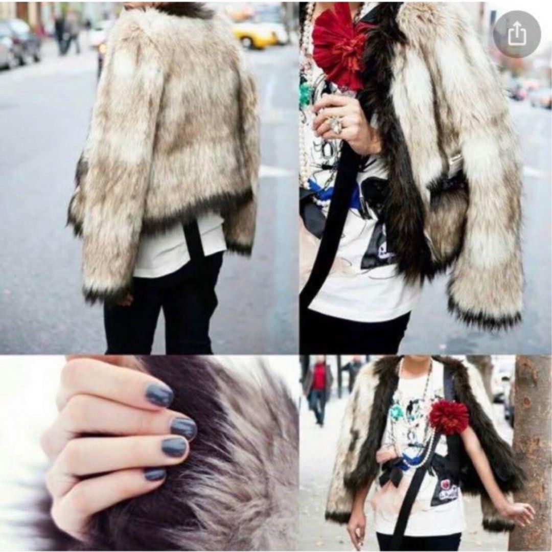 Lanvin for H&M faux fur coat Euro40, 名牌, 服裝- Carousell