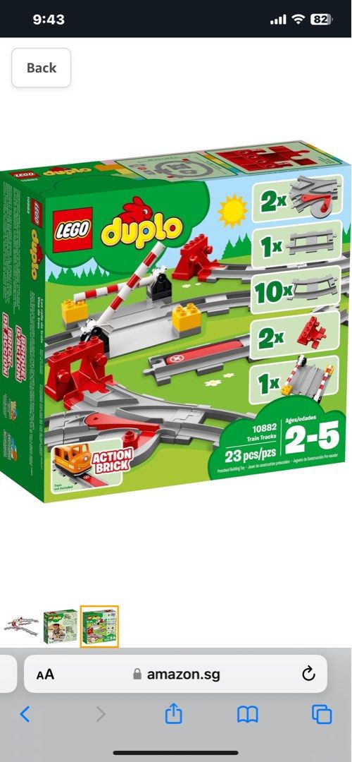 LEGO DUPLO Train Tracks 10882 Building Blocks (23 Pieces) New