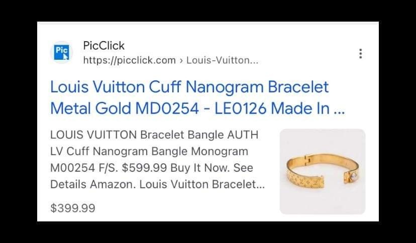 LOUIS VUITTON Bracelet Bangle AUTH LV Cuff Nanogram Bangle Monogram M00254  F/S