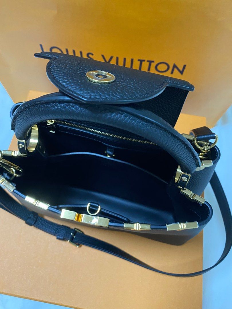 Louis Vuitton Capucines PM Black Ostrich Leather N94918