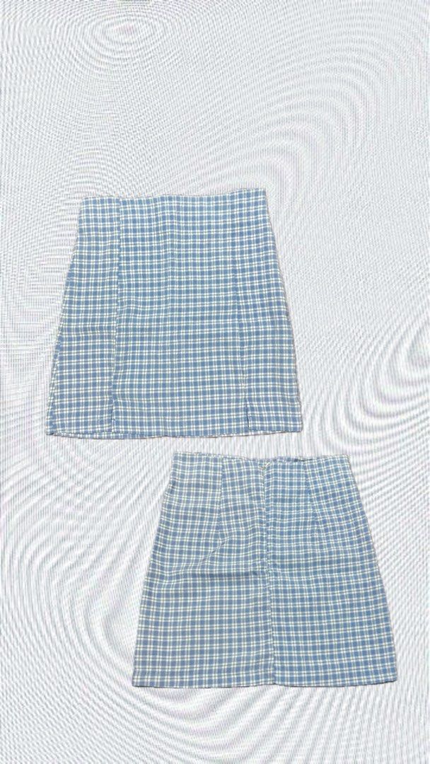 LOVITO Baby Blue Plaid Skirt, Women's Fashion, Bottoms, Skirts on Carousell