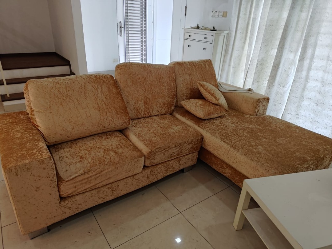 Luxury 3 Seater L-Shape Sofa + coffee table+ FREE GIFT, Furniture ...