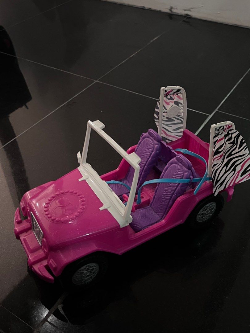 Pink barbie jeep for dolls hot sale