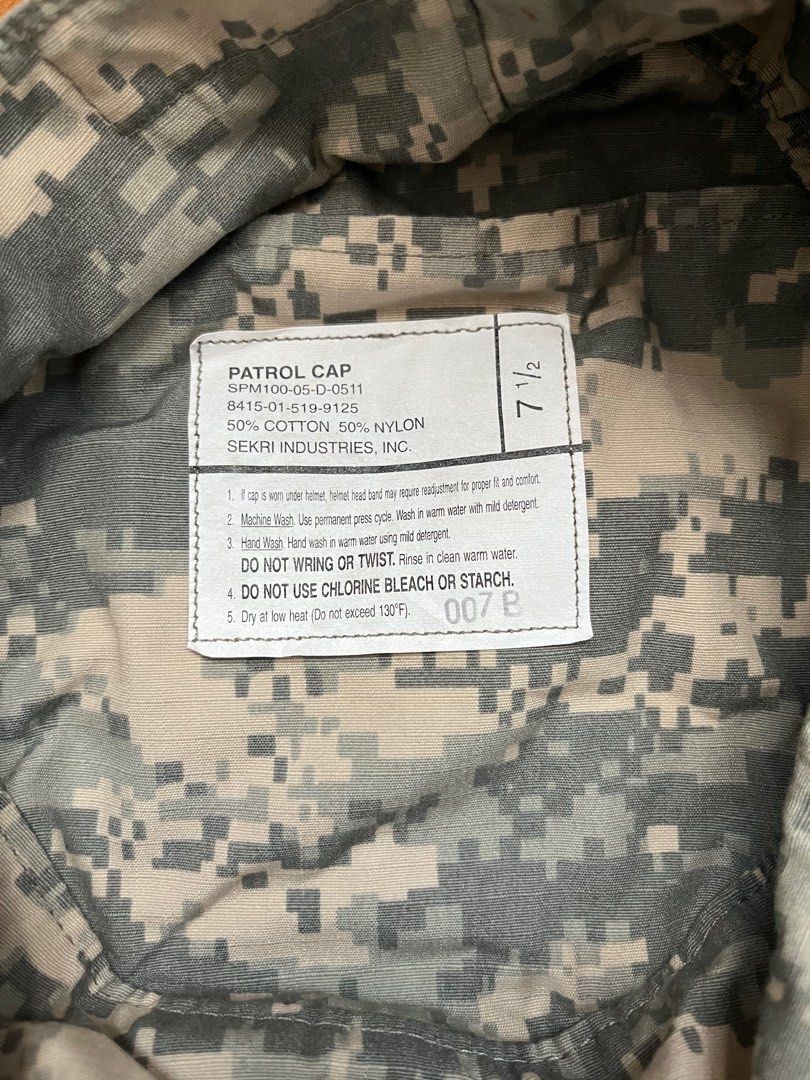 US Military Digital Camouflage Cadet Style Patrol Cap Size 7 1/2