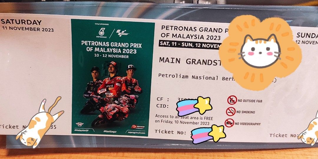 MotoGp Ticket Petronas Malaysia 2023, Tickets & Vouchers, Event Tickets