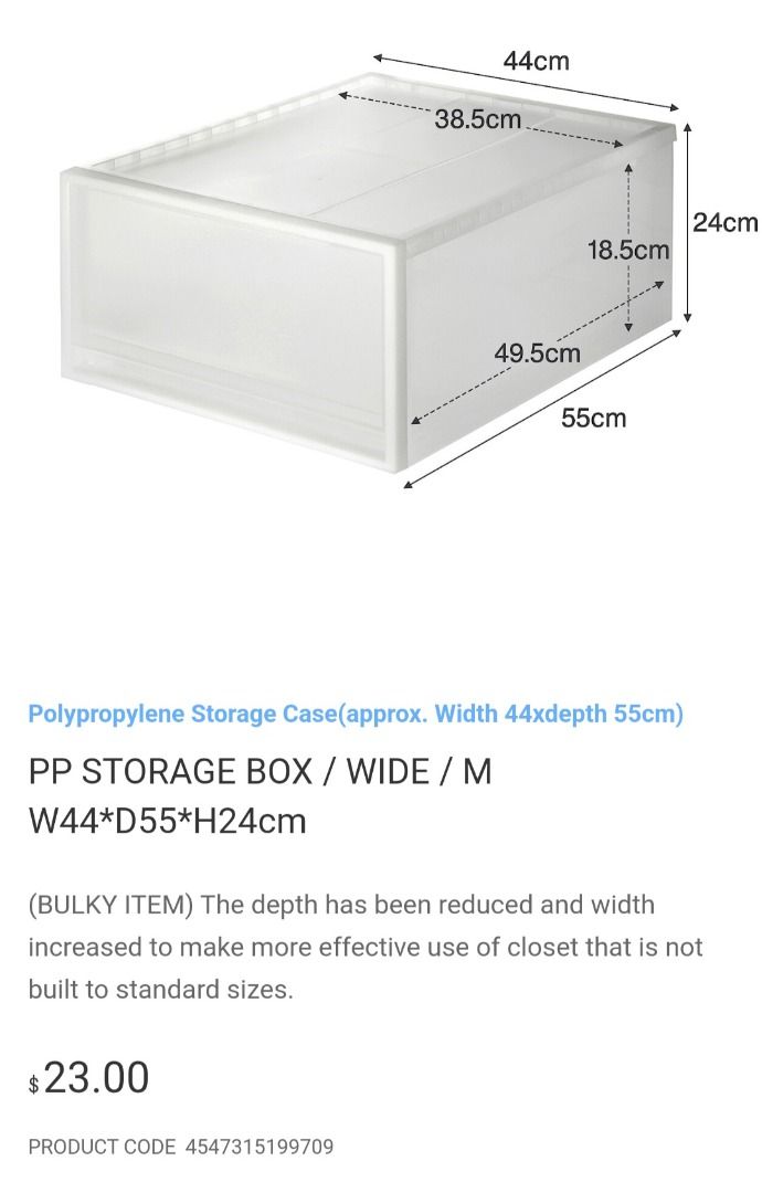 Muji PP Storage Box / Wide / M, Furniture & Home Living, Home