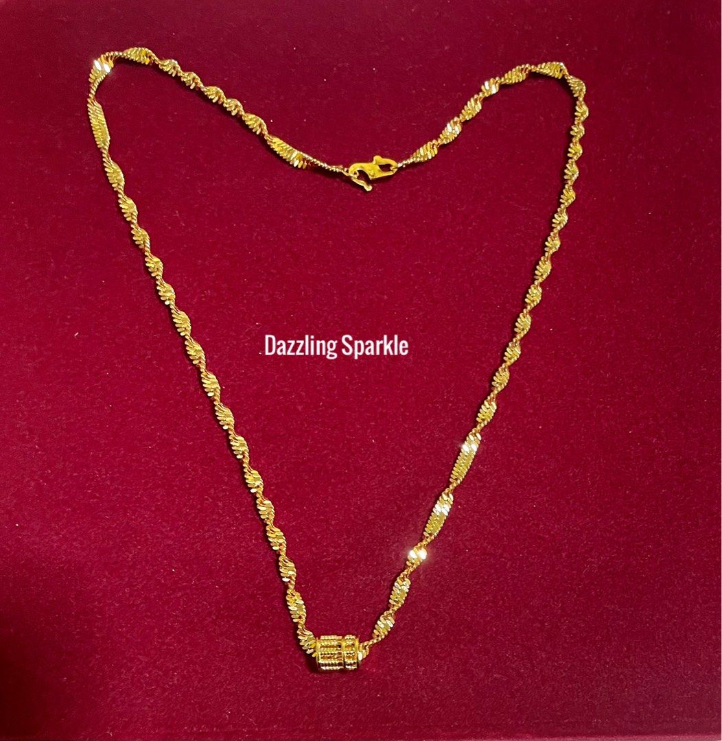Necklace Set 100 premium 916 Gold plated Disco Chain and Wealth Cylinder Abacus Pendant Set chop 916 width 3.5 mm 45 cm long lasting quality