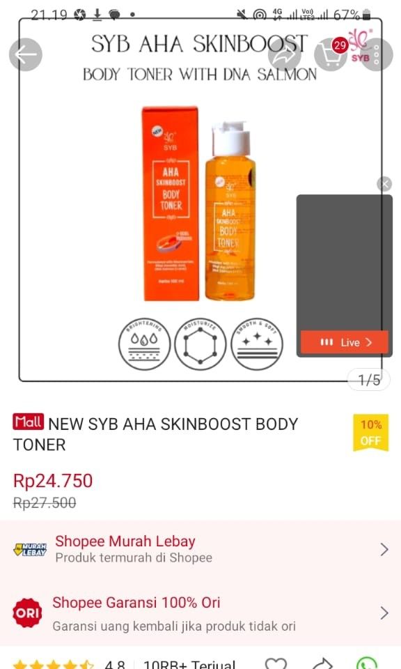 SYB AHA Skinboost Body Toner - Beauty Review