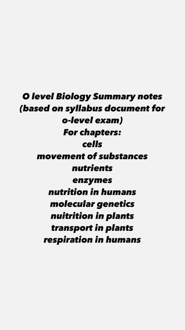 O Level Biology summary notes, Hobbies & Toys, Books & Magazines ...