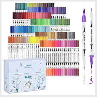 Shuttle Art Dual Tip Brush Pens, 70 Colors, Fine and Brush Dual Tip Markers  Set, Portable Storage Case, Ideal for Calligraphy, Coloring, Doodling