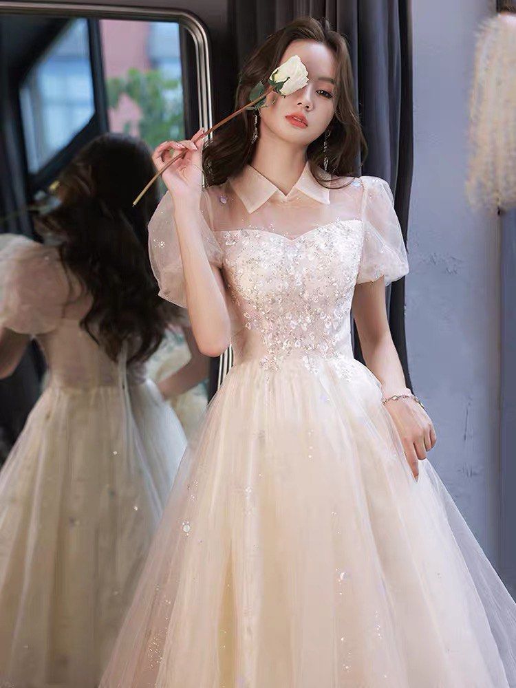 Beige tea deals length dress