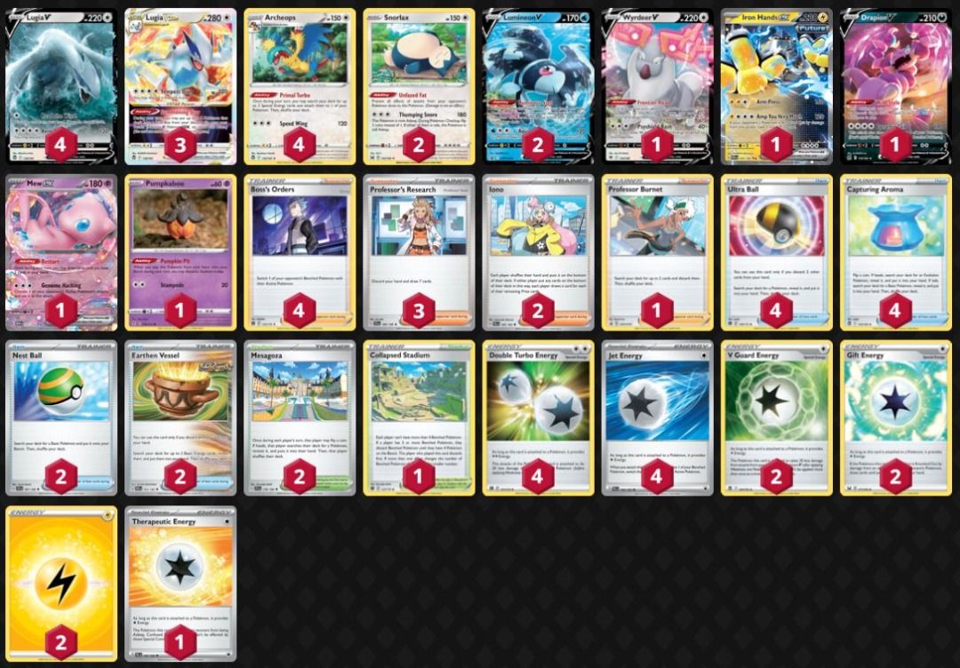 Pokemon TCG Colorless Lugia VSTAR Archeops Deck with Iron Hands ex