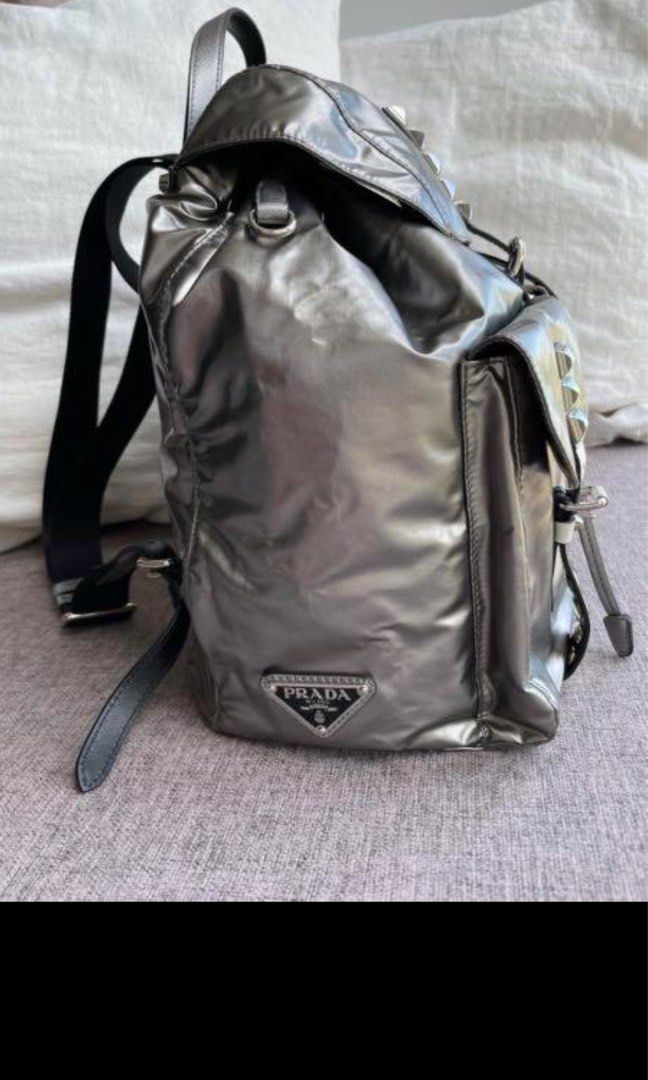 Prada silver on sale backpack