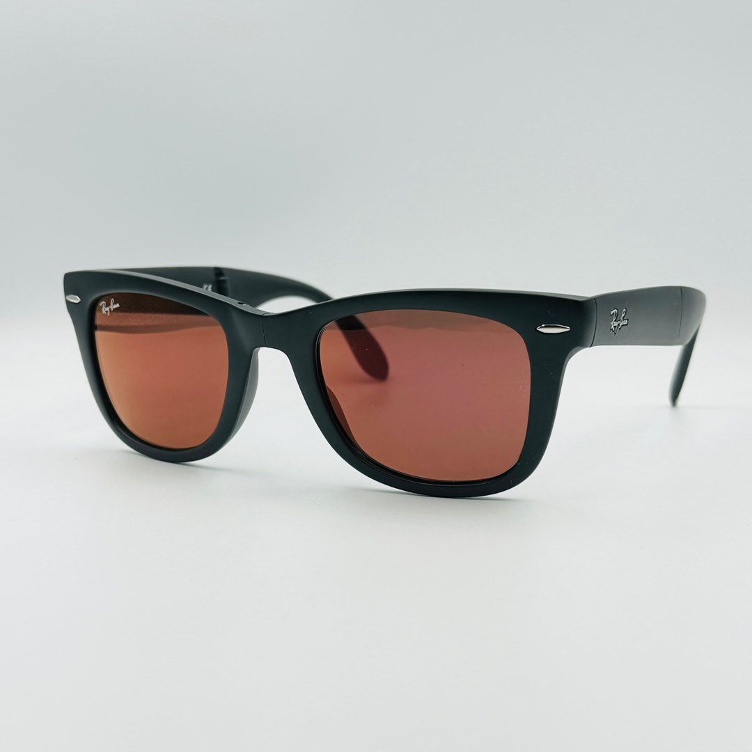 Rayban RB4105 601 S 2K Wayfarer Folding Classic Matte Black w Wine Mirror Men s Fashion Watches Accessories Sunglasses Eyewear on Carousell