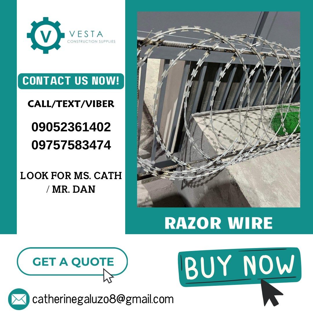 Razor wire (Category: Construction & Building Materials) located in Manila. Submitted by cathvesta_sales (Listing ID 1264528576, Image 1). Description: .