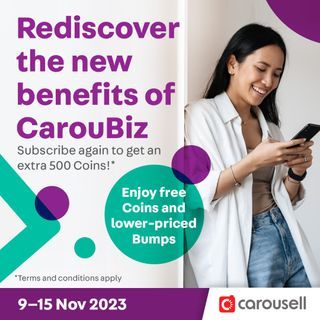 Rediscover the new benefits of CarouBiz: enjoy free Coins and lower-priced Bumps 😍