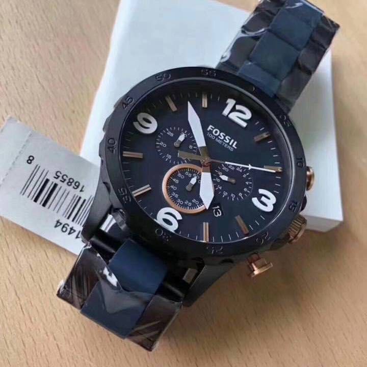RESTOCK ORIGINAL FOSSIL NATE CHRONOGRAPH BLACK BLUE DIAL TWO