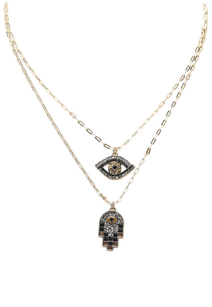 Rp 52 2 Aldo Sutjeska double hamsa evil eye Necklace in gold