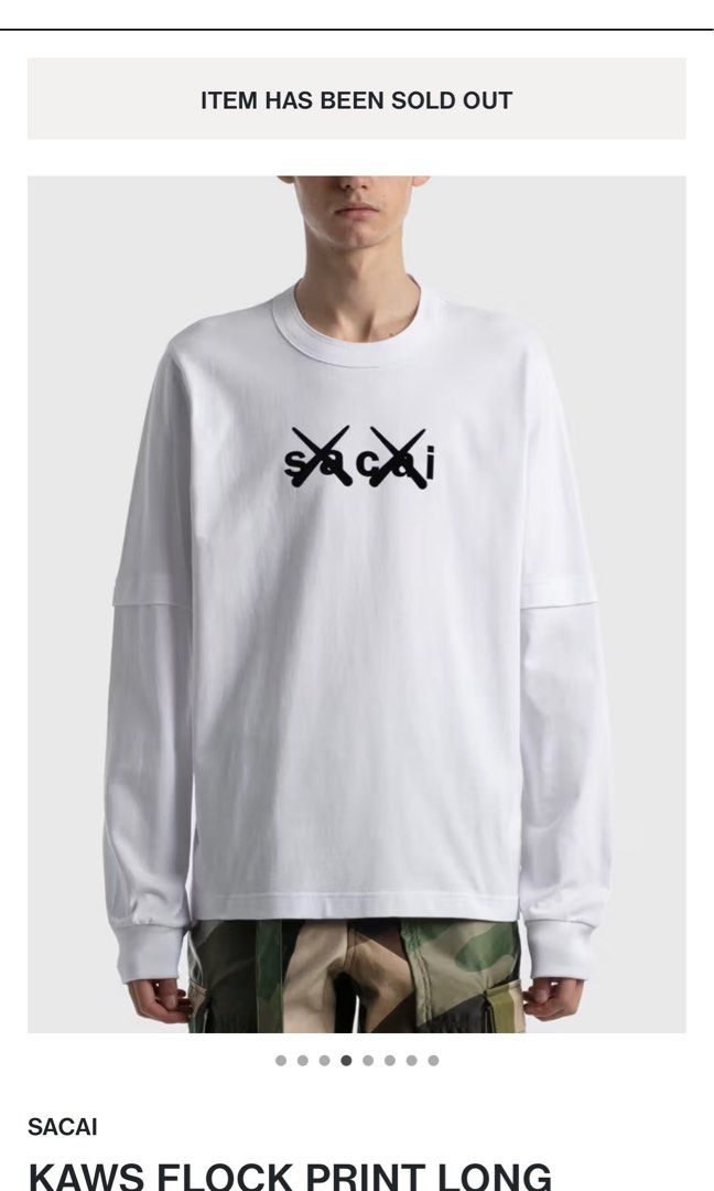 sacai x KAWS / Flock Print Long Sleeve T-Shirt , 男裝, 上身及套裝 