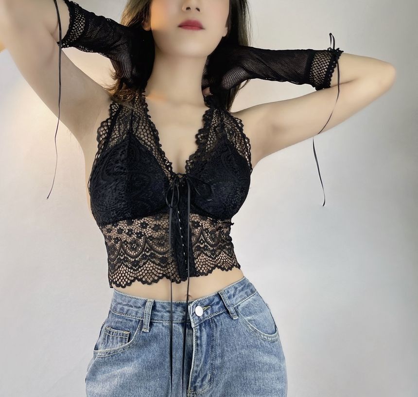 Denim bralette top, Women's Fashion, Tops, Others Tops on Carousell