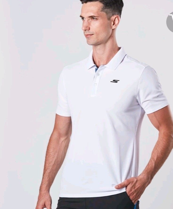 Skechers polo shirt mens on sale white