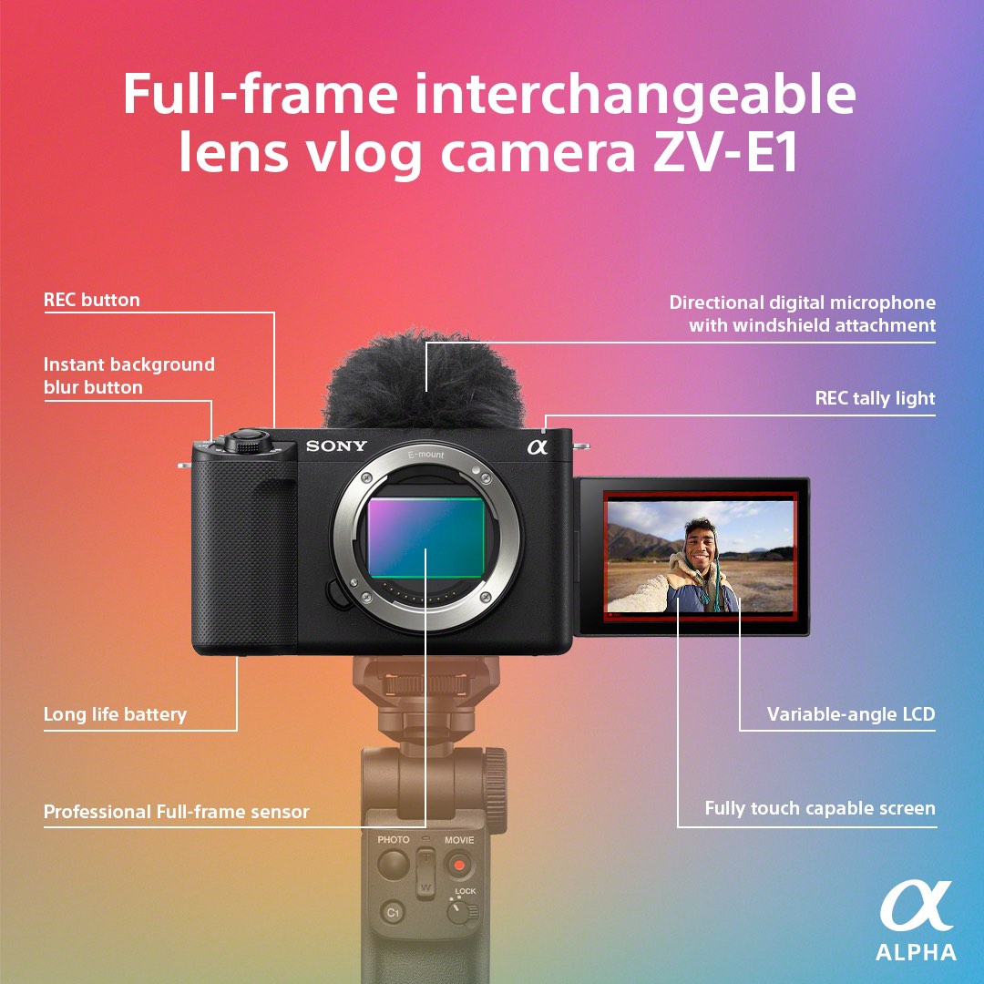 Sony Alpha ZV-E1 Full-frame Interchangeable Lens Mirrorless Vlog Camera  (Body -Black) 
