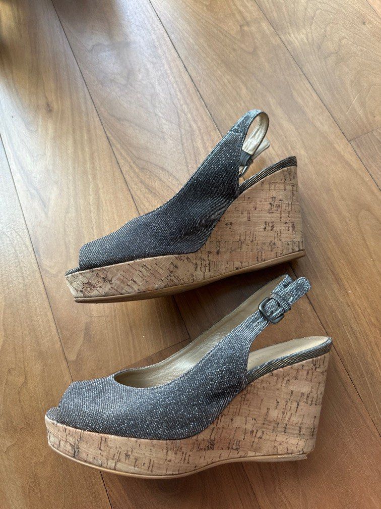 STUART WEITZMAN Glitter Sandals Women s Fashion Footwear Wedges on Carousell