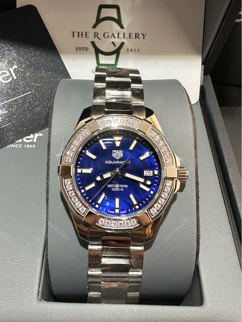 Tag Heuer Aquaracer Diamonds Blue Dial Silver Steel Strap Watch for Women - WAY131L.BA0748