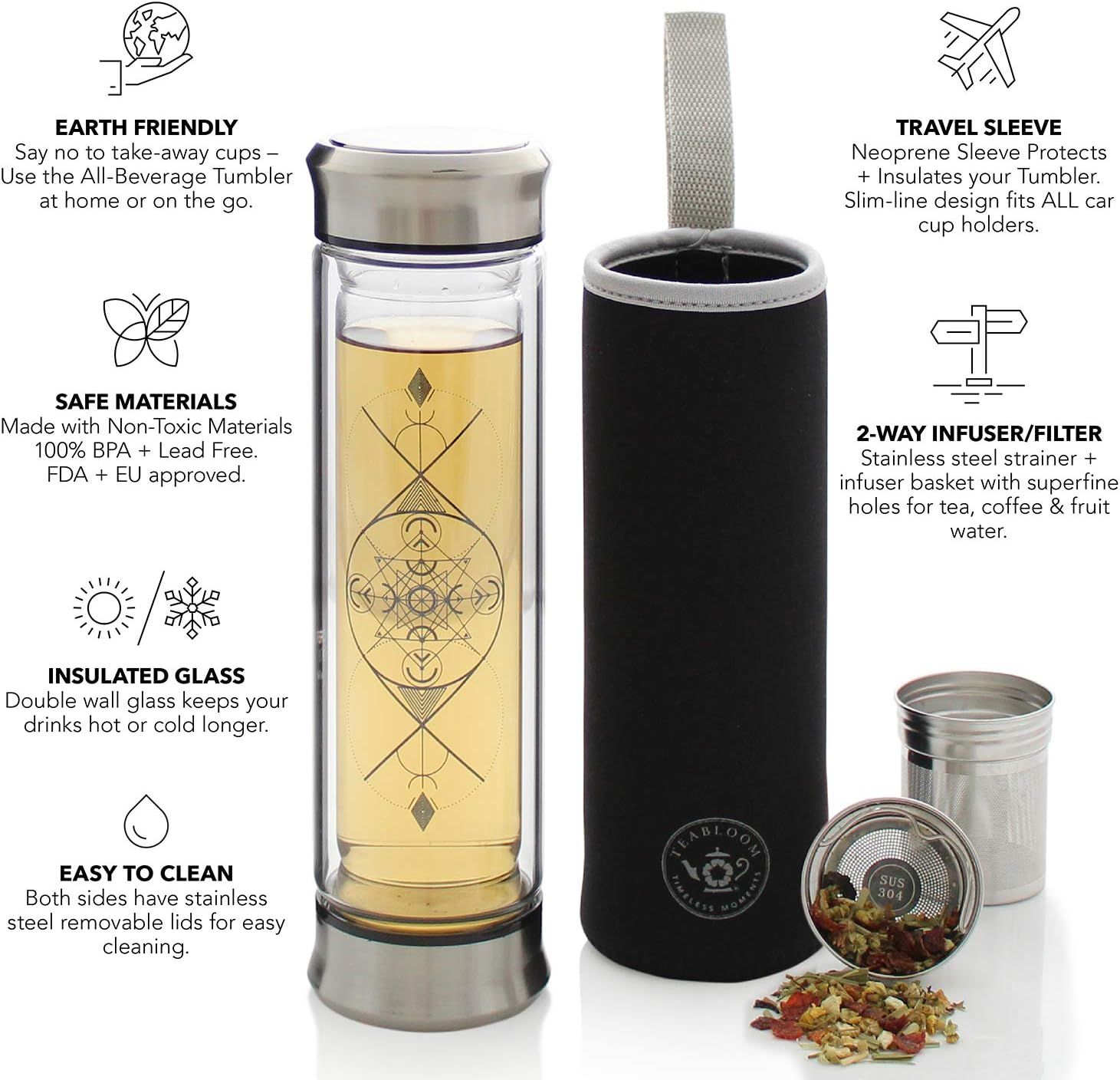 Teabloom All Beverage Infusion Bottle 14 oz 400 ml Double