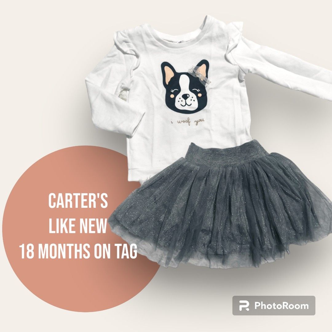 Terno Branded Carter s Baby Girl White Ruffled Longssleeves and Glittery Shimerring Silver Gray Tutu Skirt Christmas dress gown terno Babies Kids Babies Kids Fashion on Carousell