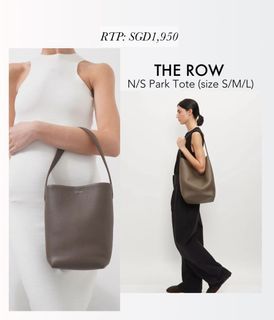 THE ROW N/S park leather tote grey white black suede grey