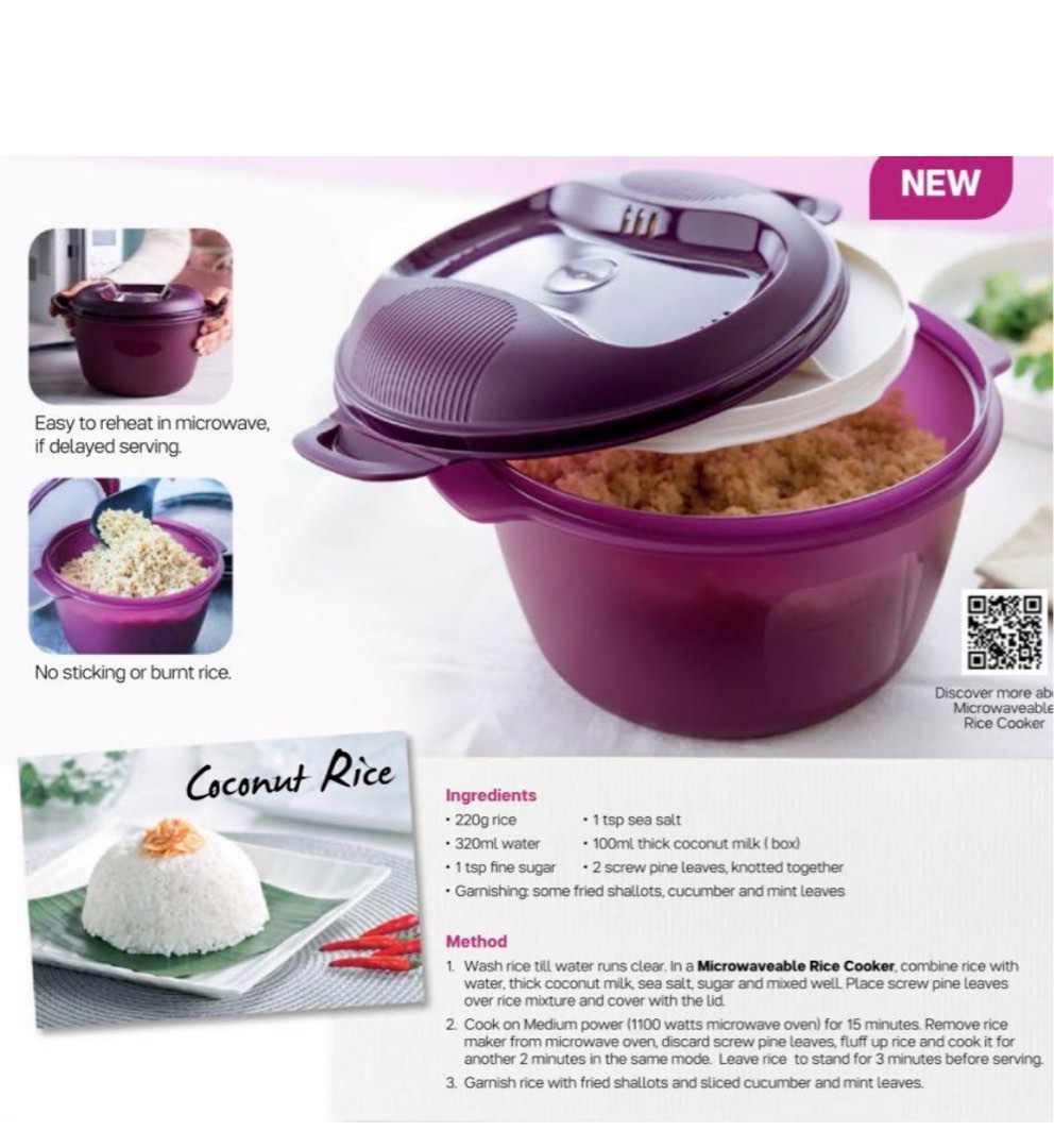 Tupperware Microwaveable Rice Cooker, TV & Home Appliances, Kitchen