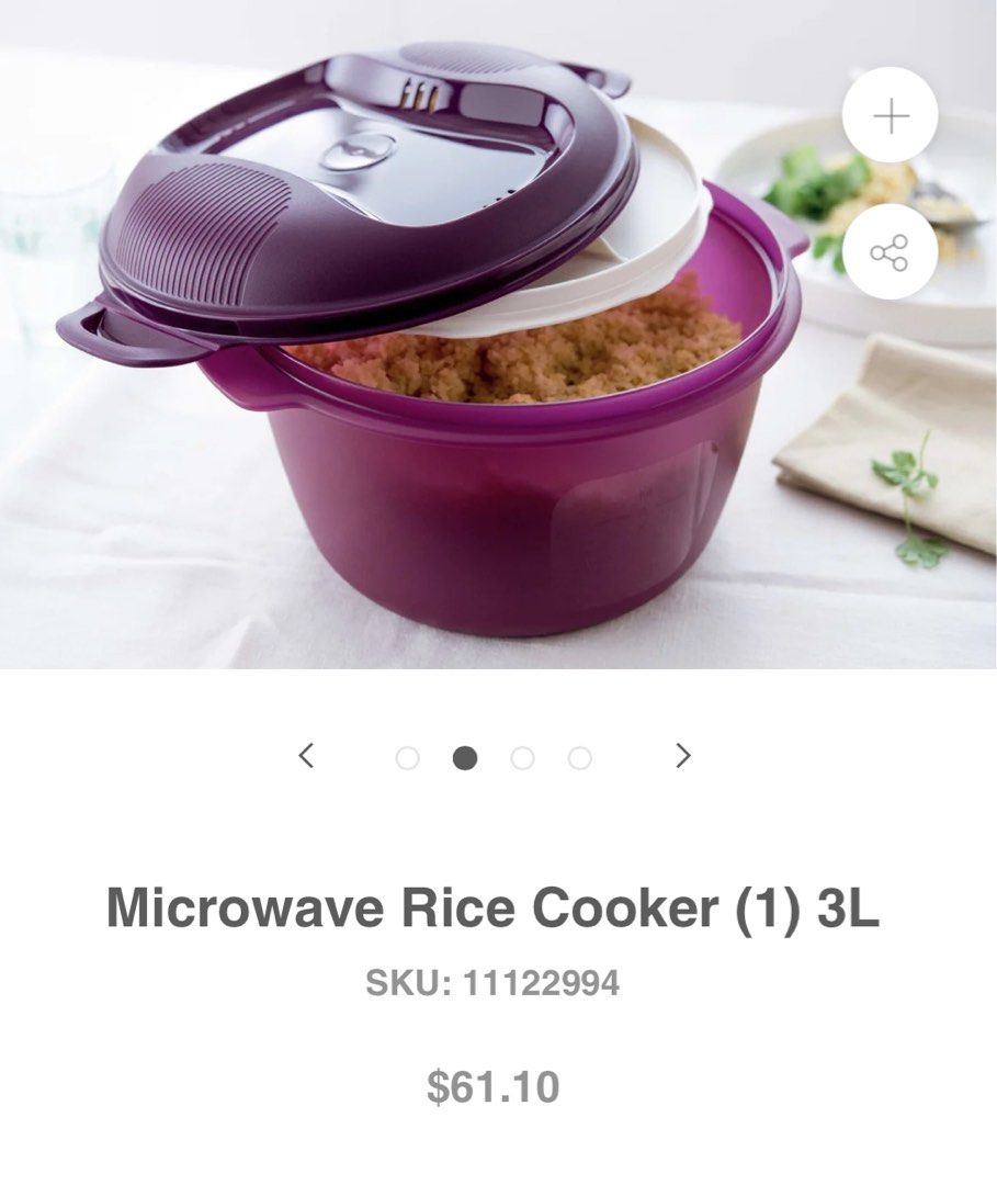 Tupperware Microwave Rice Cooker Purple - Large 3L/12 cup