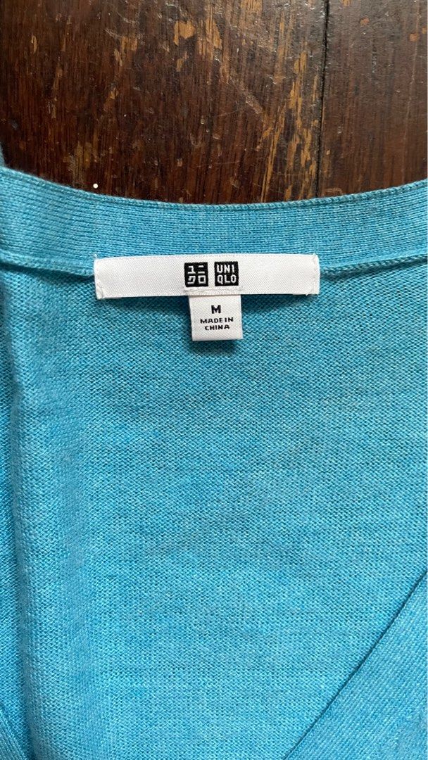 Uniqlo Cardigan (Teal) (Category: Others Tops) located in Quezon City. Submitted by _pbmt (Listing ID 1264496120, Image 3). Description: 17 x 23 shoulder: 16.5 sleeves: 25 Strictly no meet-ups MOPs: BPI/Gcash/Maya.