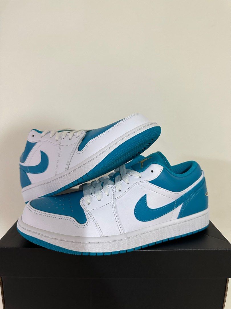 Nike Air Jordan 1 Low Cut Top Aquatone University Uni Baby Light Blue Turquoise White Jordans One