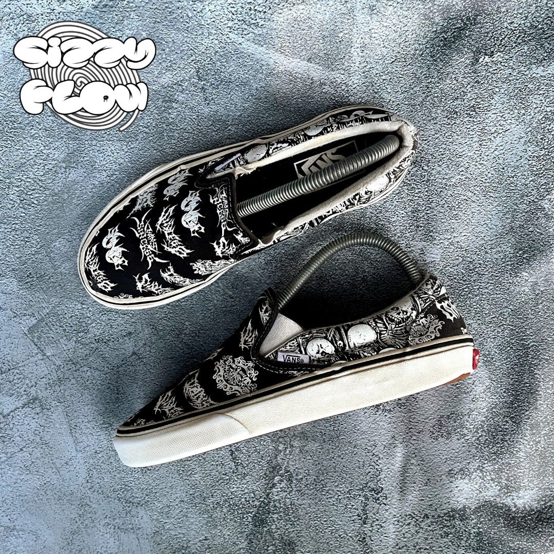 Vans Slip On Forgotten Bones NET Fesyen Pria Sepatu Sneakers