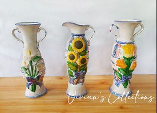 Vintage Porcelain Flower Vase Hand Painted Jug Pitcher Set 3pcs (SUPER SALE!)