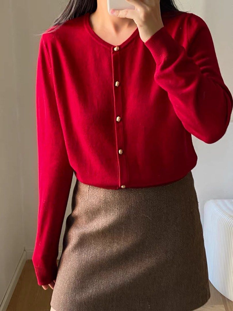 Red sweater with buttons online