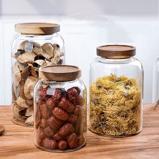Wide Jars Acacia Lid Food Glass Container