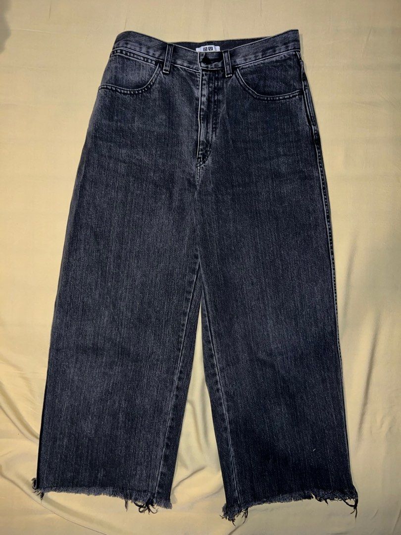 Wide Leg Denim - Black, Fesyen Wanita, Pakaian Wanita, Bawahan di Carousell