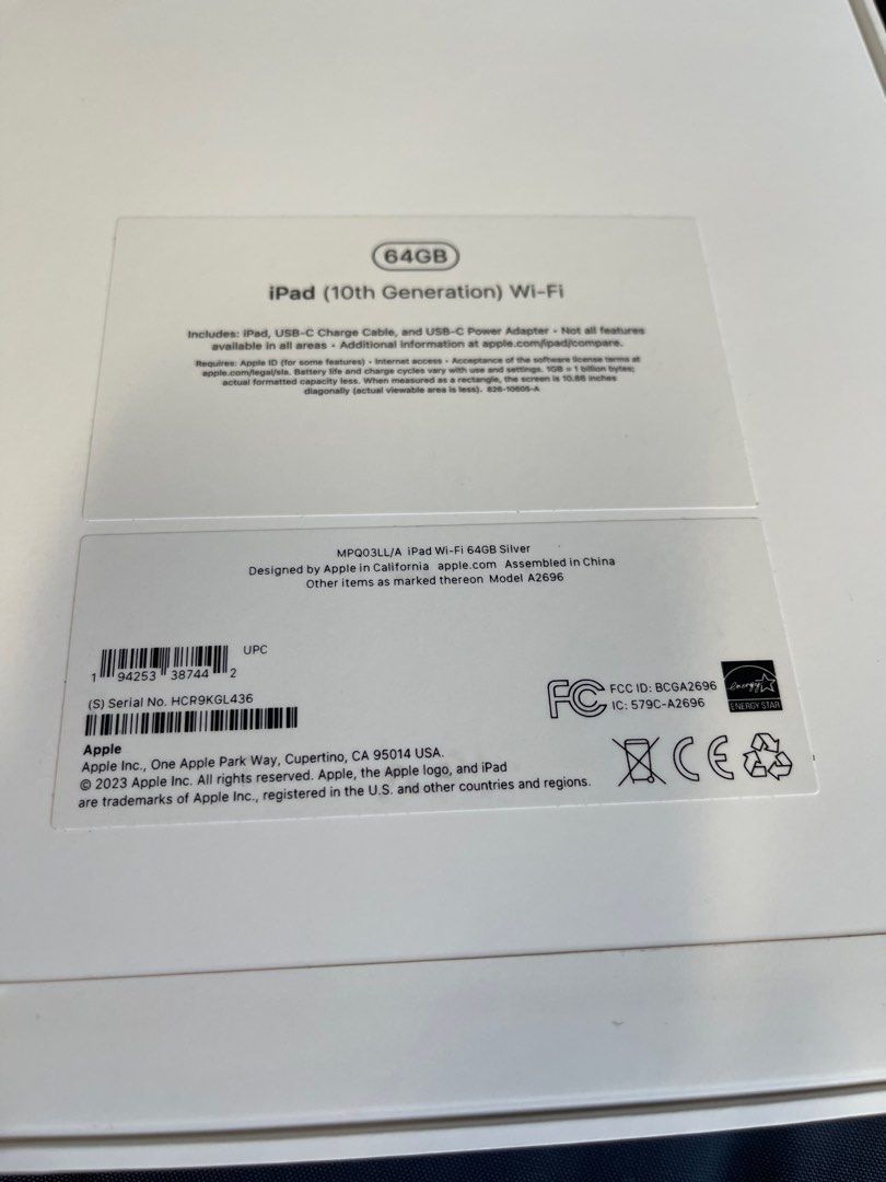 Brand New Apple Ipad 10th Generation， 64GB WiFi White 海外 即決-